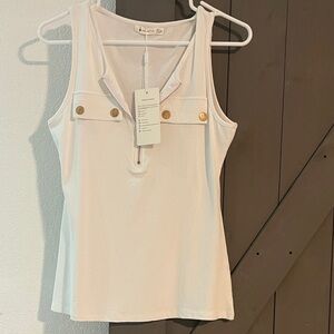White Cream Tank with Gold Accents